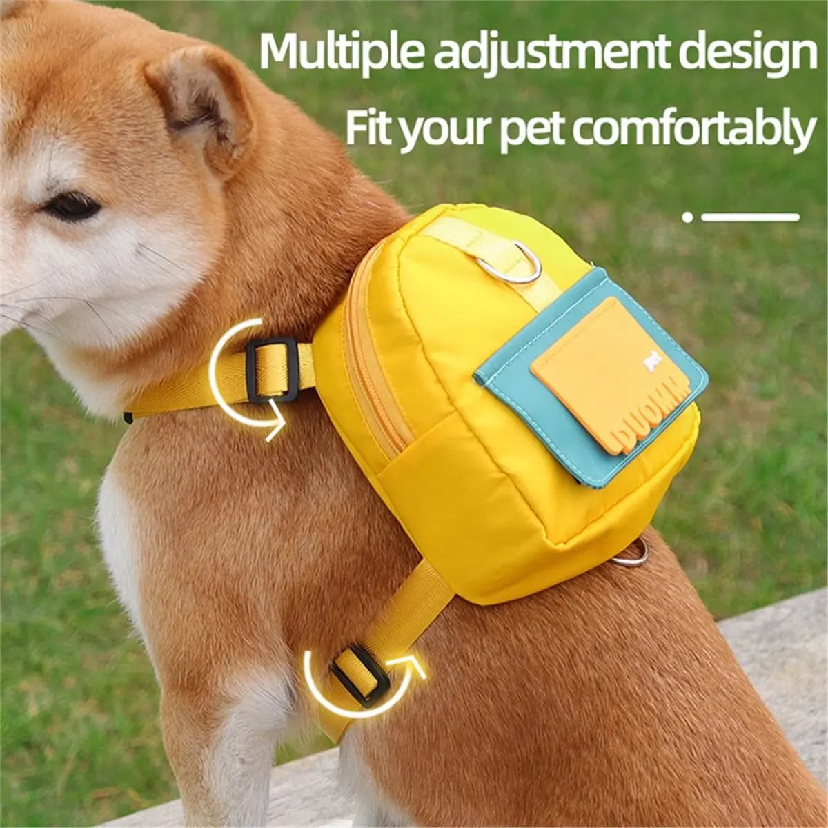 DT75BG Waterproof Pet Backpack for Dogs Puppy Bag with Harness Collar Outdoor Travel Dog Snacks Backpack (S)