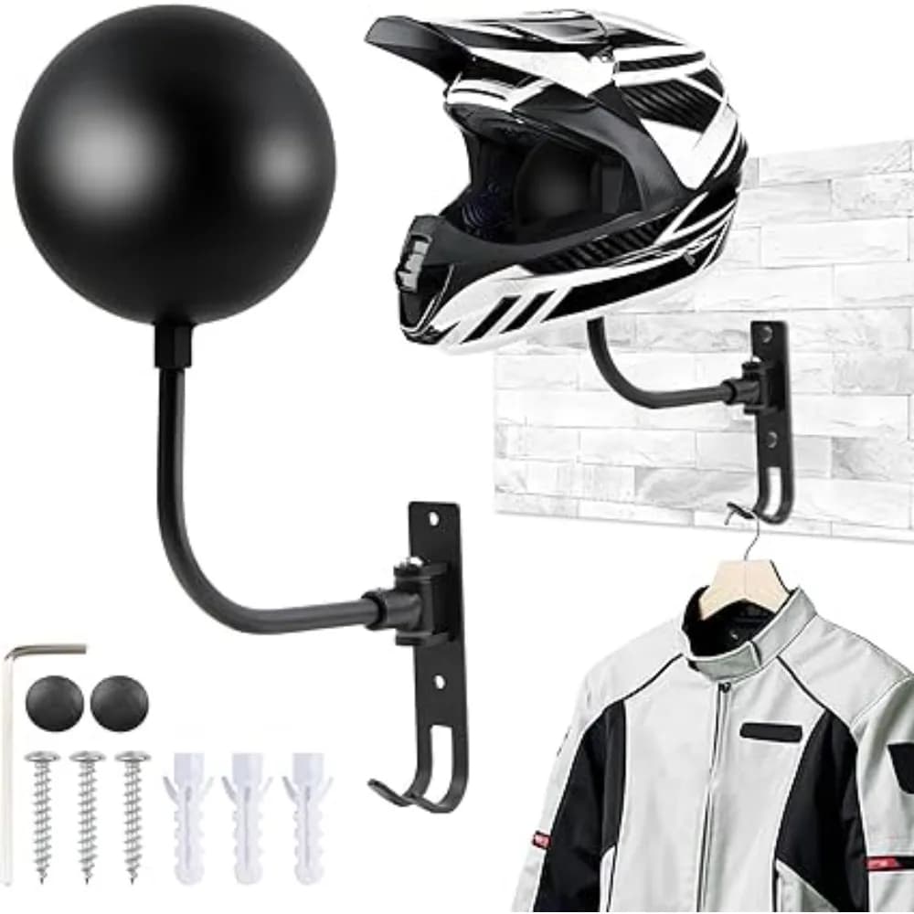 Motorcycle helmet holder with hooks Wall mount helmet display for helmet with 180 degree rotation for bike