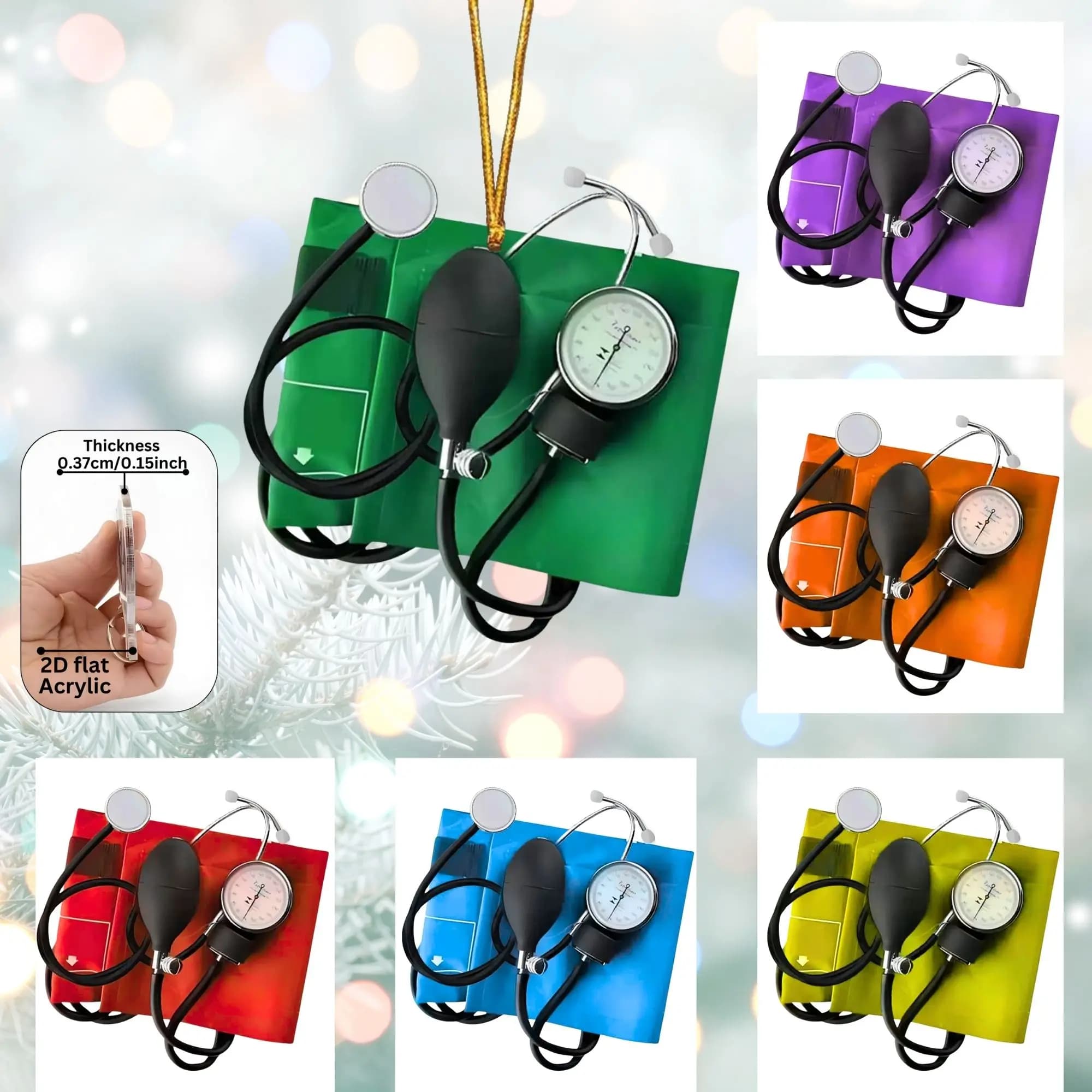 2D Blood Pressure Monitors Pendants Acrylic Creative Keychains Backpack Accessory Office Party Favor Gifts for Men Boy Giveaways