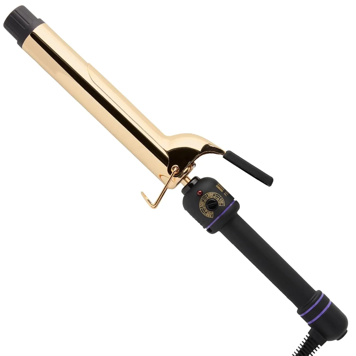Extra long curly curly iron, 1-1/4 inch gold plated wand with long lasting results