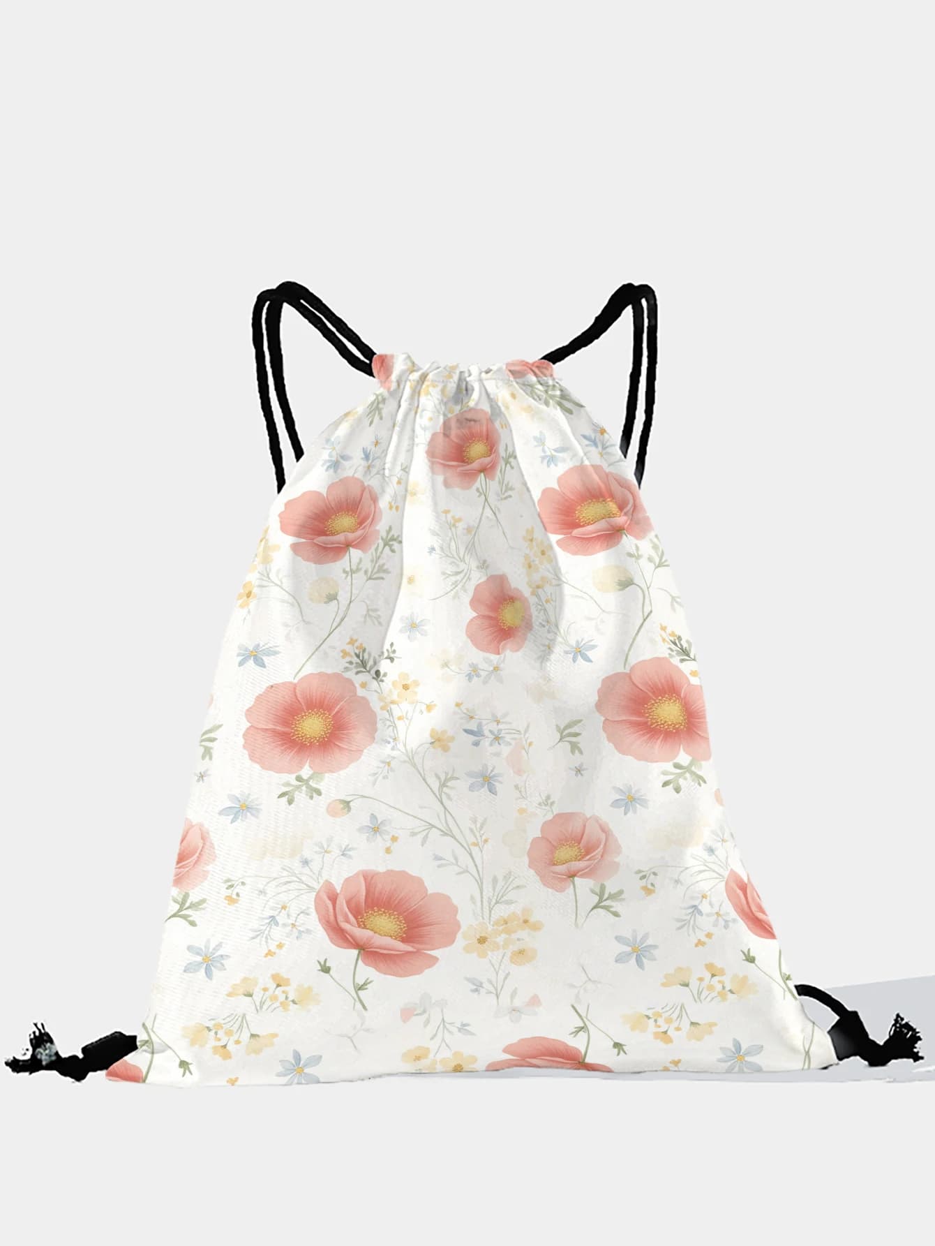 Zaino con coulisse con stampa Poppy, borsa sportiva leggera per palestra, yoga, viaggi, scuola, shopping e uso quotidiano