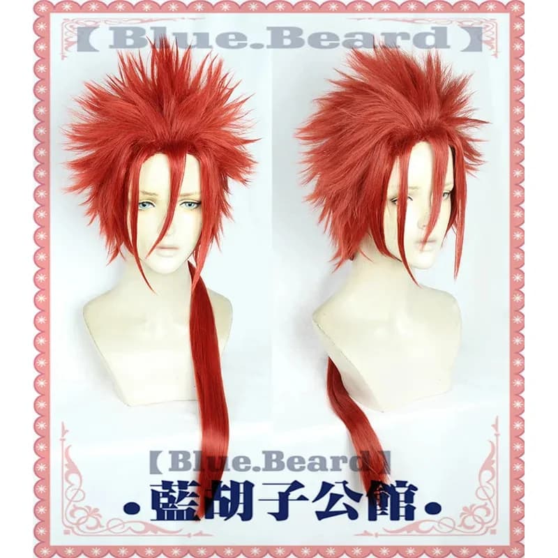 FF7 VII Reno Grell Sutcliff Parrucche Cosplay Fibra ad alta temperatura Sintetica Capelli lunghi rossi + parrucca net20253;f'6,c;7.y;