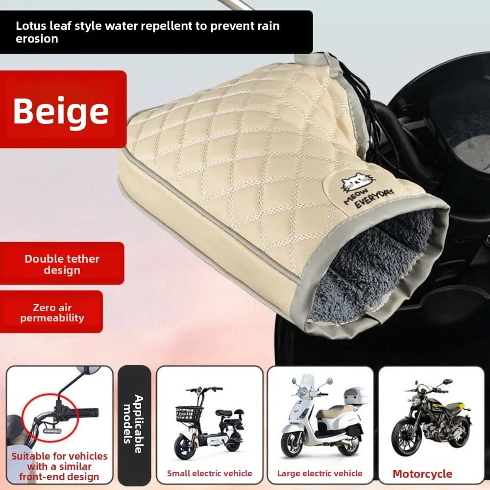 Nuovi guanti da manubrio universali per moto Manicotti caldi impermeabili Guanti da equitazione in pelle PU in velluto addensato Motoslitta