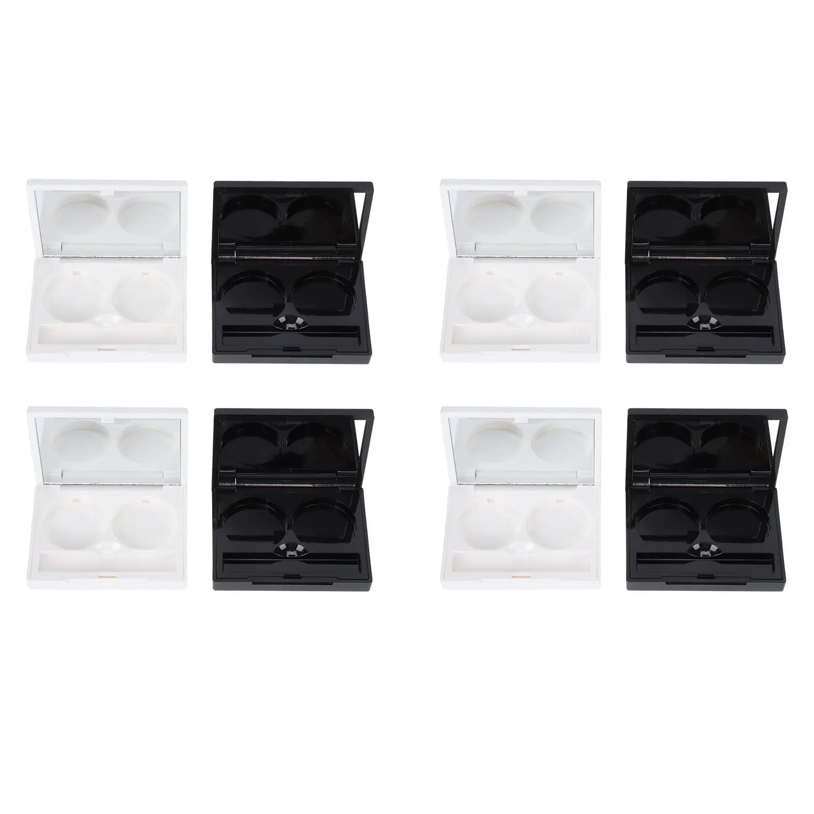 Contenitore per ombretti da 8 pezzi, rettangolare, nero opaco, dimensioni compatte, organizer per trucchi, scatola portaoggetti vuota portatile per viaggi