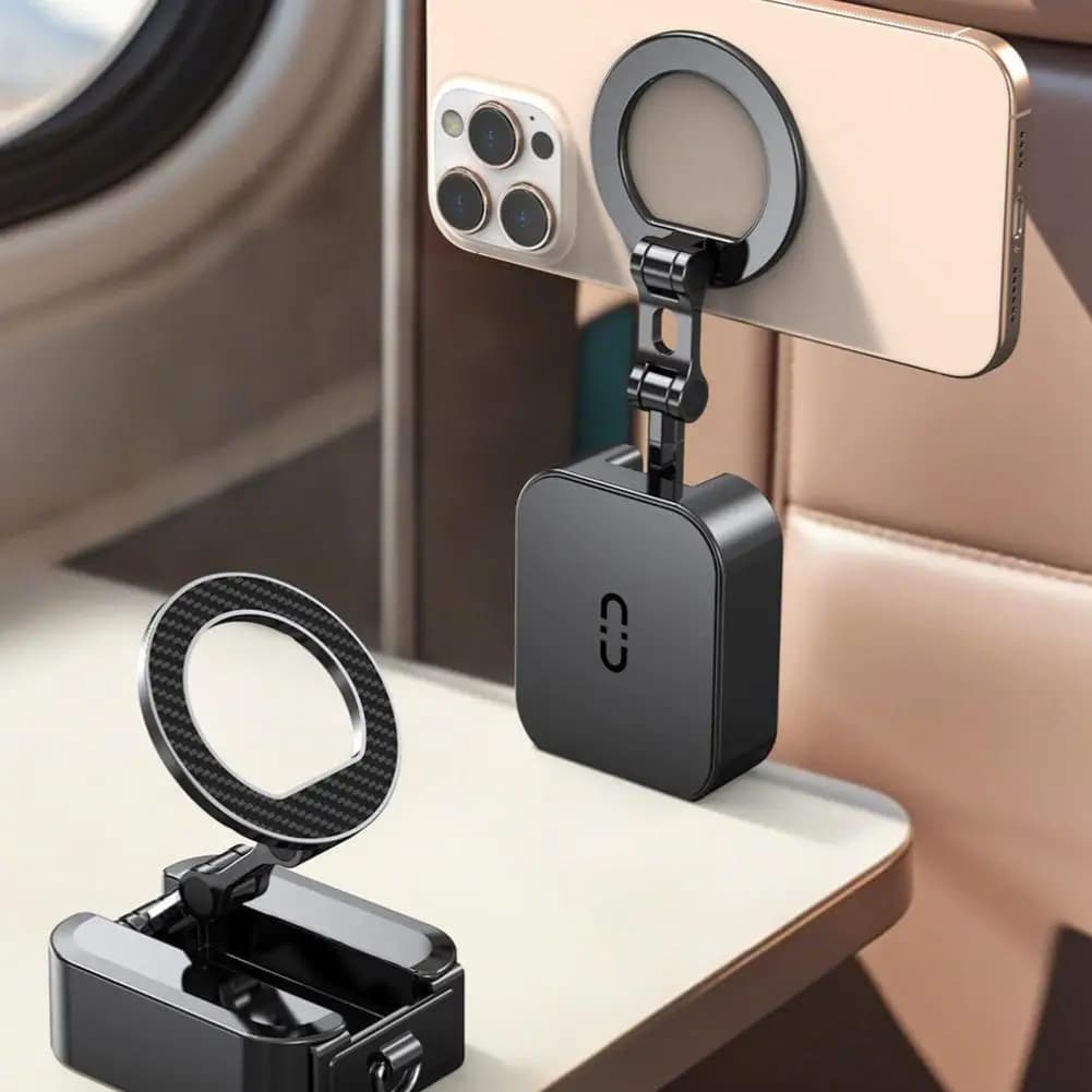 Magnetic Phone Holder Airplane High Speed Rail Clip Stand Portable Desktop Multi Functional Travel Fitness Vlog Kitchen Live