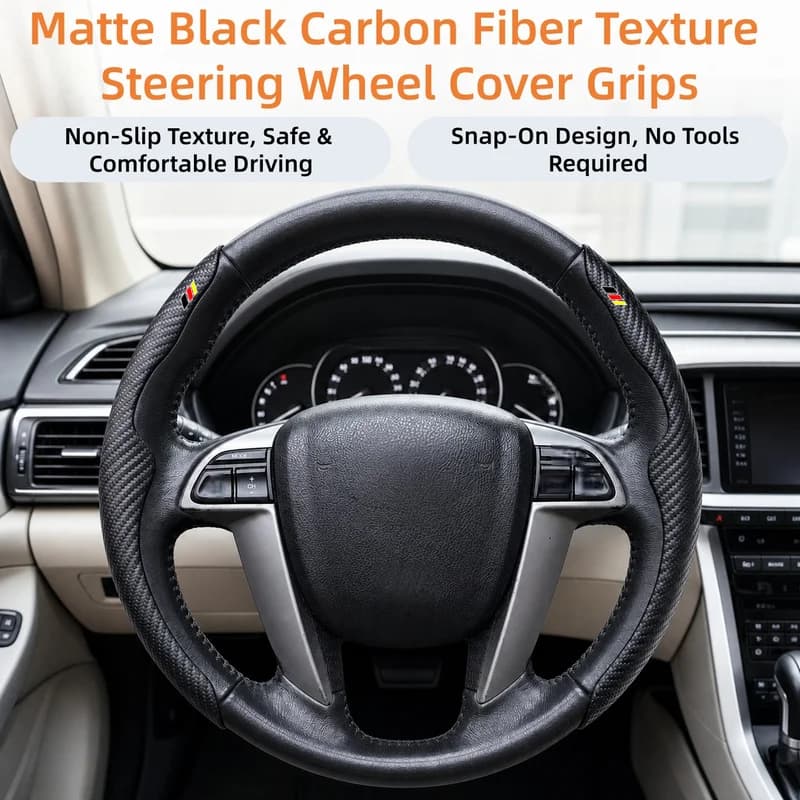 German three-color matte black carbon fiber pattern steering wheel grip cover two-piece set Car Anti-Slip Steering Wheel Protect
