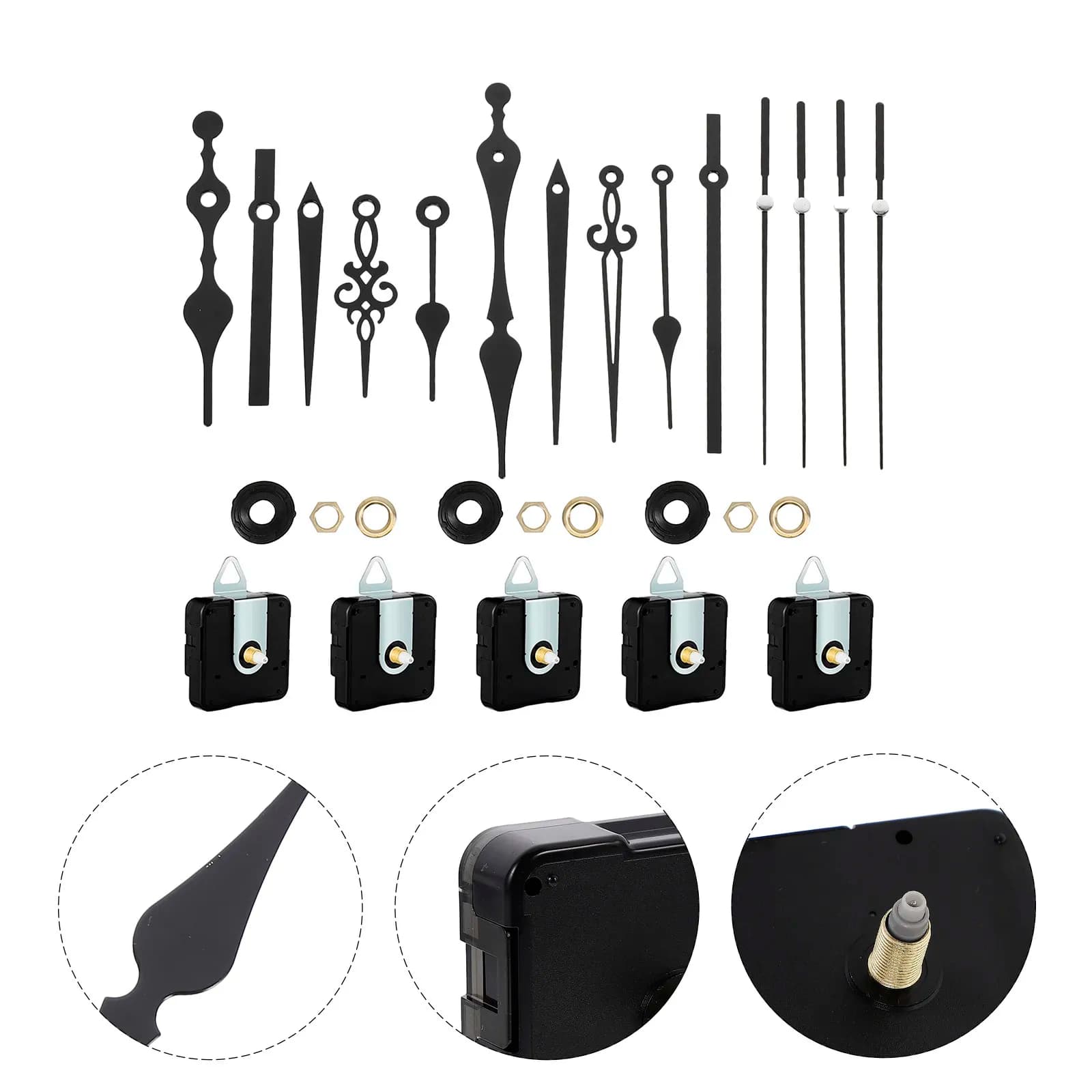 Set of 5 Silent Movements for Watches, High Precision Quartz Mechanism for Wall Clock Repair and Fai-da- Projects ♪