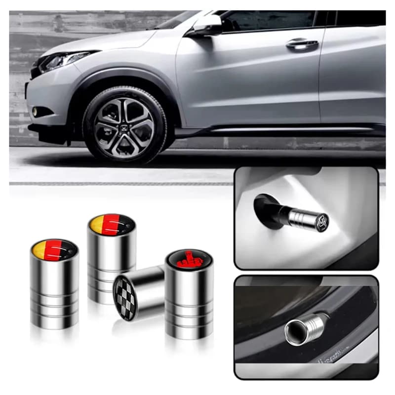 4Pcs/Set Universal Badge Car Bicycle Motorbike Car Tire Valve Cap Wheel Dust Covers Valve Stem Caps Cross Style Valve Cap Covers