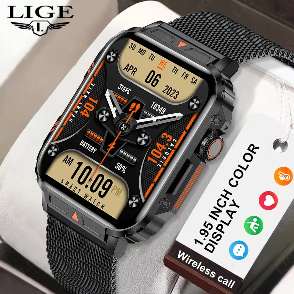 Choice LIGE Smart Watch Man 1.95'' Bluetooth Call Smartwatch IP68 Orologio intelligente impermeabile per sport all'aria aperta militari per uomo