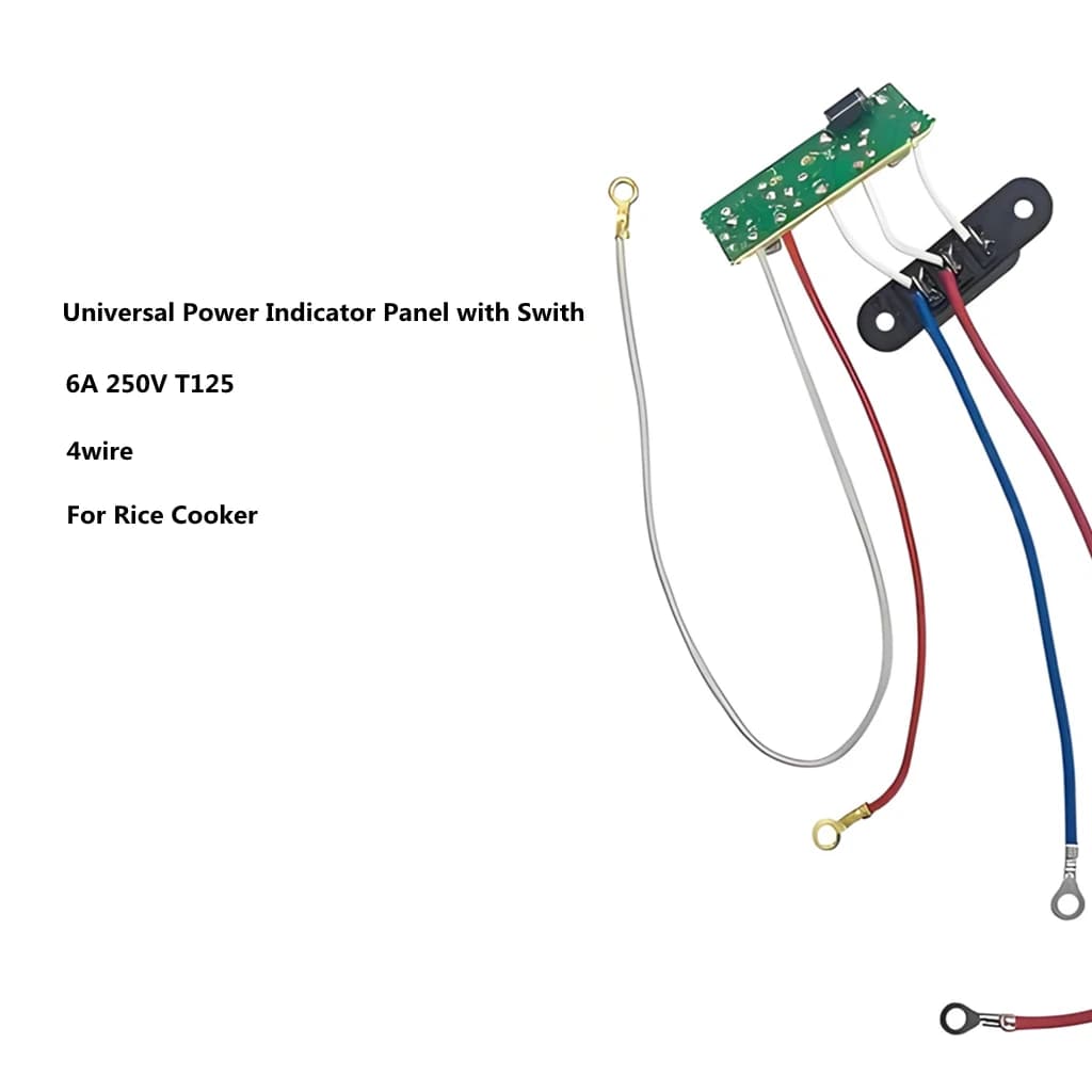 1PC Pannello Indicatore di Alimentazione per Cuociriso a 4 Fili con Interruttore a Pulsante 6A 250V T125 Scheda PCB Indicatore per Ricambi Frullatore e Mixer