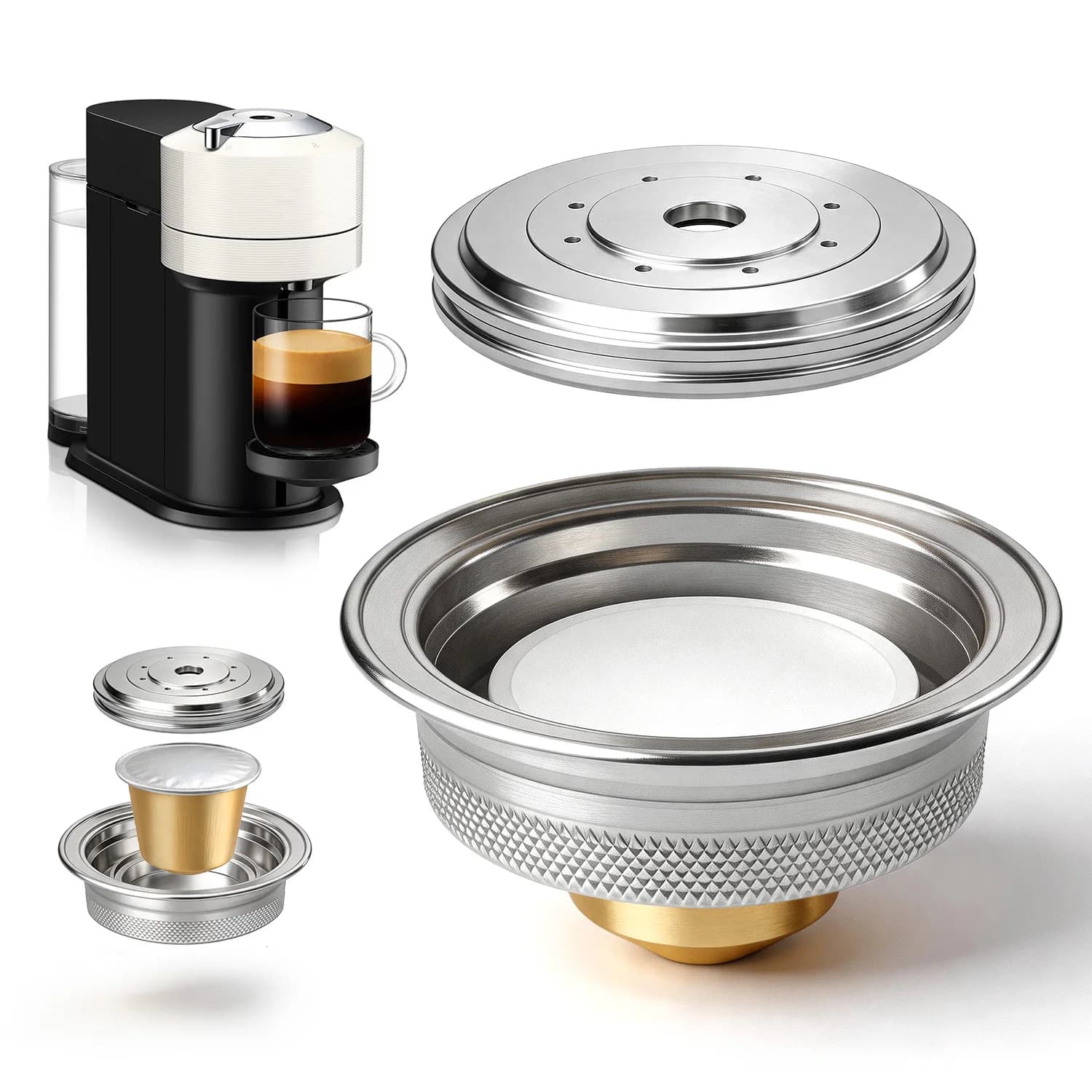 New Stainless Steel Coffee Capsule Converter, Small Pod Adapter for Espresso Coffee Machine