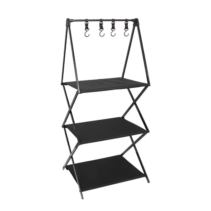 Multi-layer Storage Rack Foldable Aluminum Alloy Organizer Shelf Portable Clothes Hanger Stand