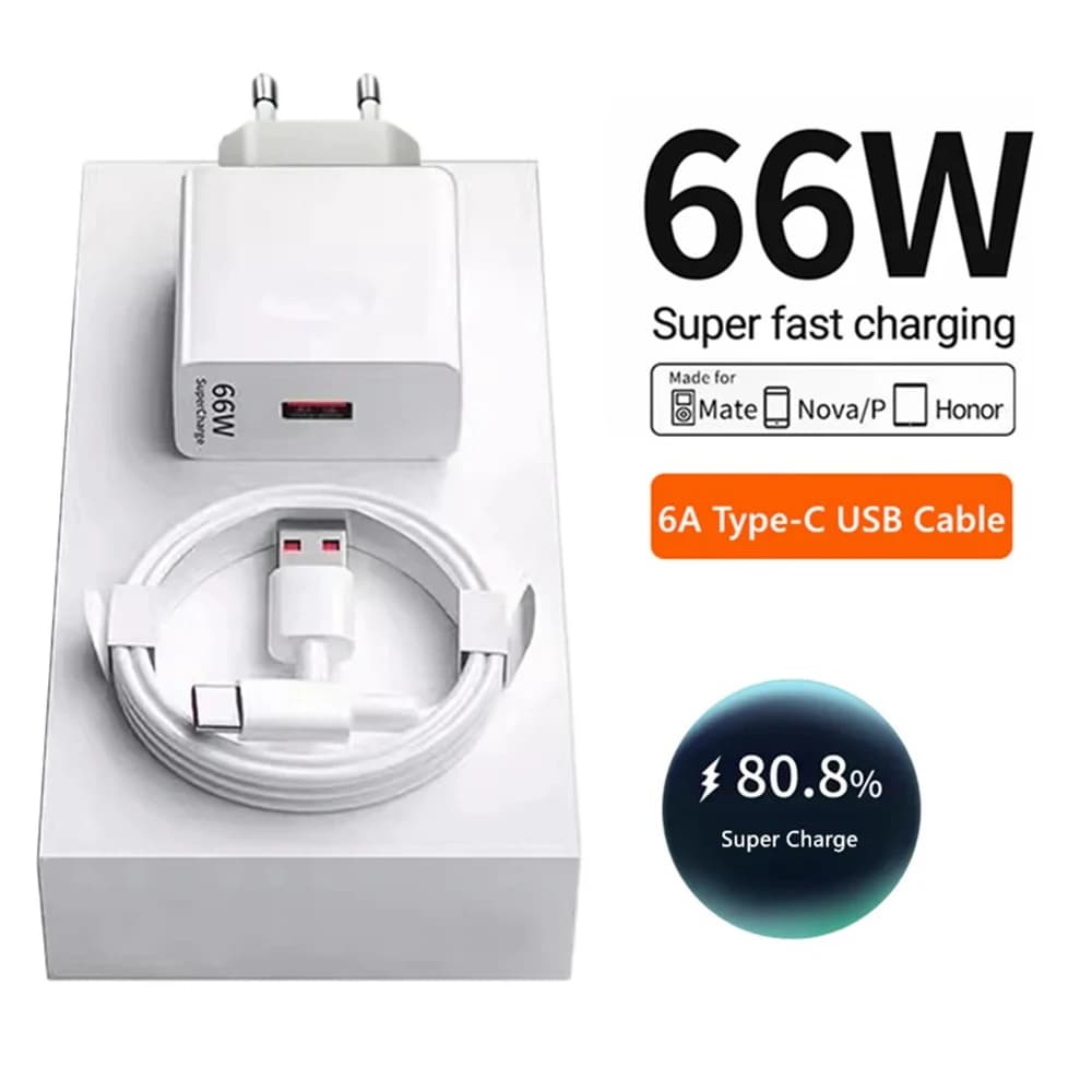 Caricabatterie super veloce da 66 W 6A per Huawei Mate 40 50 60 P50 P60 Nova 9 10 Honor 90 100 Magic 5 Lite 6 Pro Tipo C Cavo di ricarica veloce