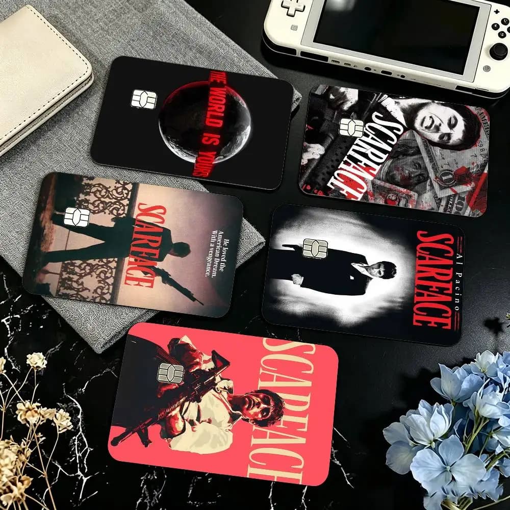 Classic Movie S-Scarface Credit Card HD Stickers Game Card Decal Small Chip Waterproof Sticker Gift