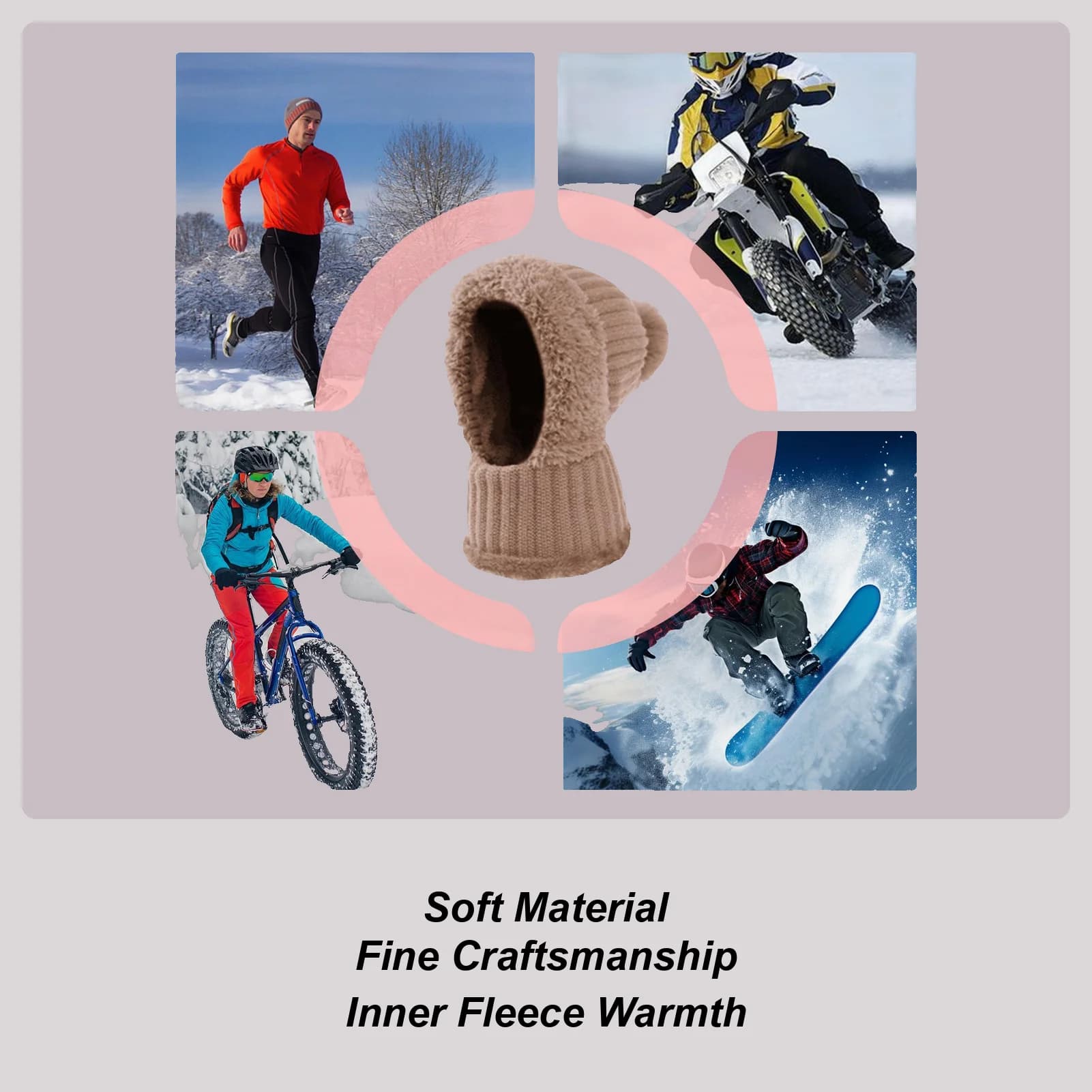 Berretto lavorato a maglia Berretto autunnale con ghetta per il collo Fodera in pile Cappello caldo lavorato a maglia con paraorecchie per viaggi escursionisti autunnali in tempo freddo