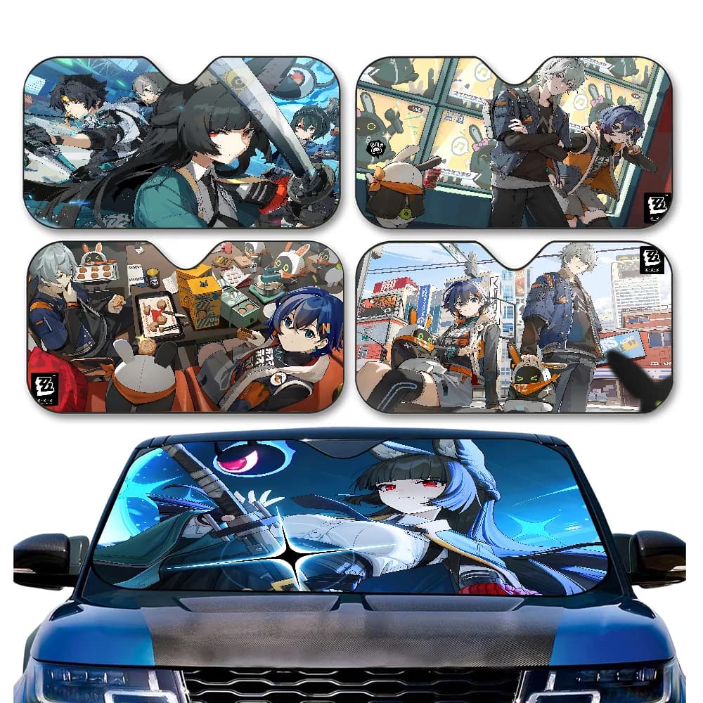 Zenless Zone Zero Cartoon Parabrezza Parasole per auto Divertente animale Parabrezza Parasole Finestra Auto Raggi pieghevoli Protezione per visiera parasole