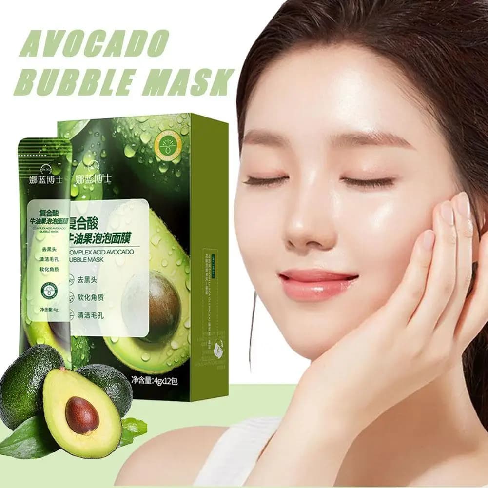 12 pieces Dr. Naran Complex Sour Avocado Bubble Mask Self-gumant cleaning mask Reduces pores and exfoliates face to collagen