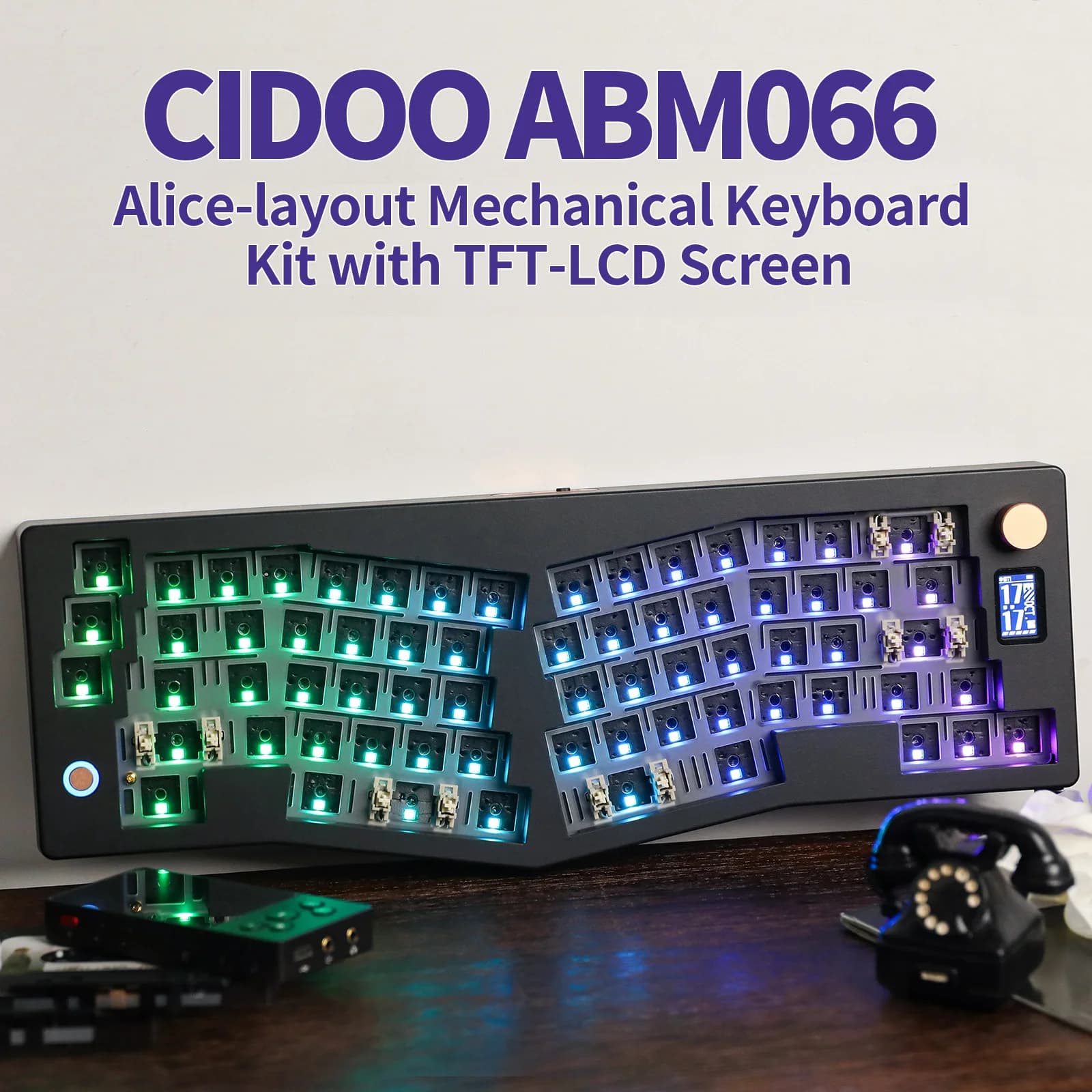 CIDOO ABM066 Barebones Kit Alice-layout VIA-programmable Hot Swappable Bluetooth/2.4Ghz/Wired Connectivities for Win/Mac