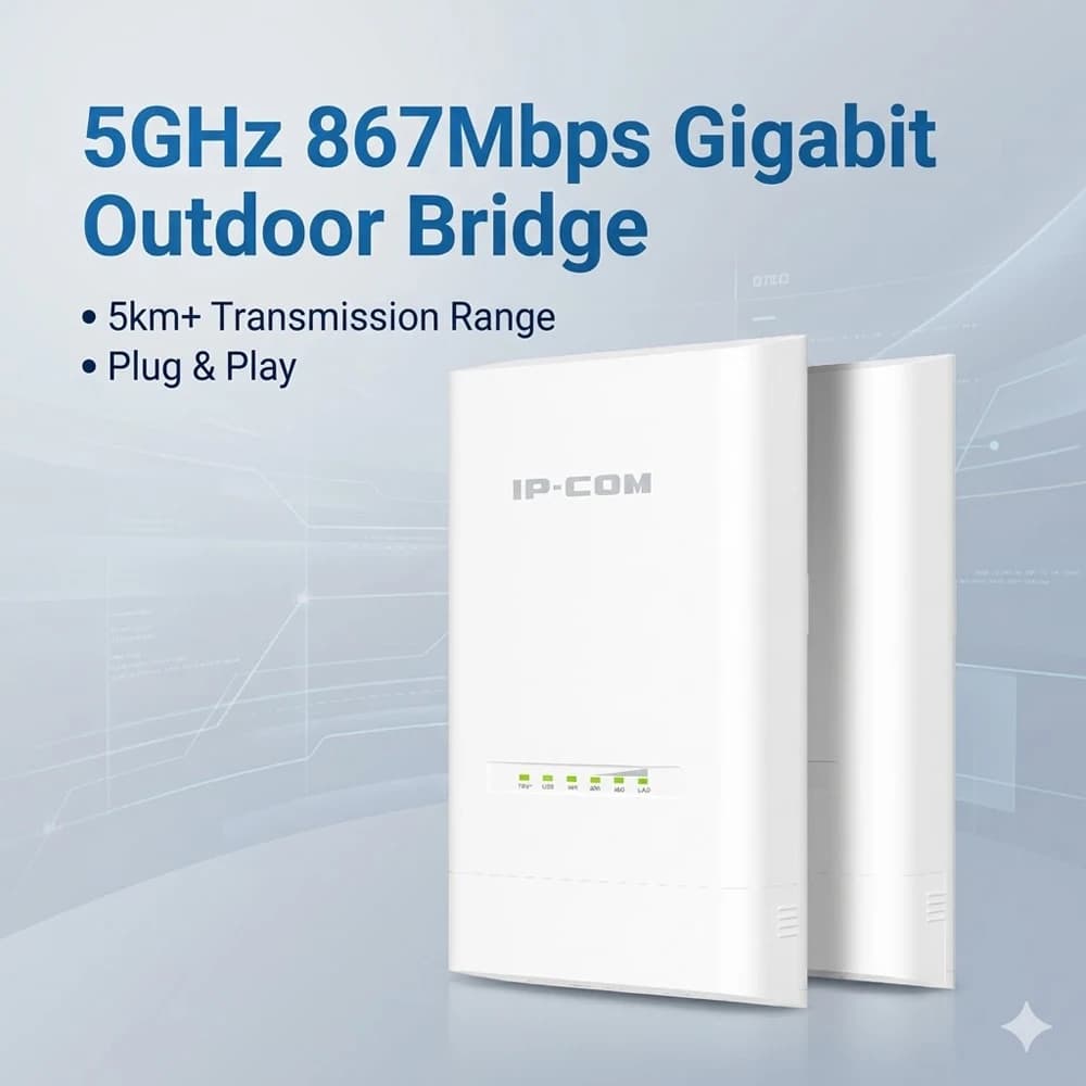 Bridge Wireless Esterno 5GHz 867Mbps Gigabit a Lungo Raggio 5KM+ Ripetitore WiFi IP65 Impermeabile P2P/P2MP per Telecamere di Sorveglianza CCTV