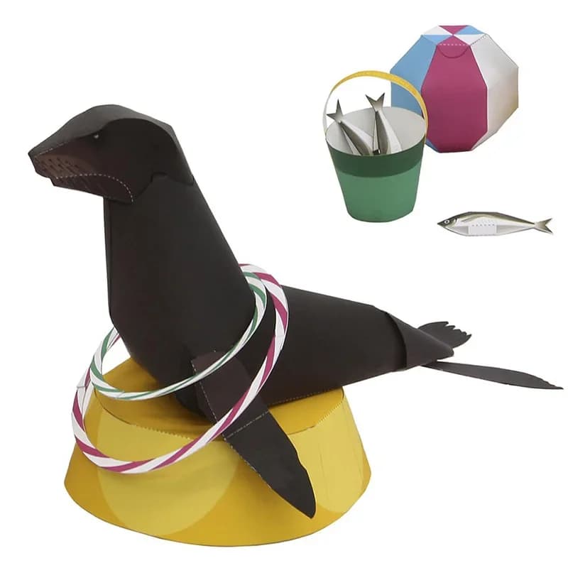 Sea Lion Folding Origami Art Mini Cute 3D Paper Model Papercraft Marine Animal DIY Kids Adult Handmade Craft Toys QD-092