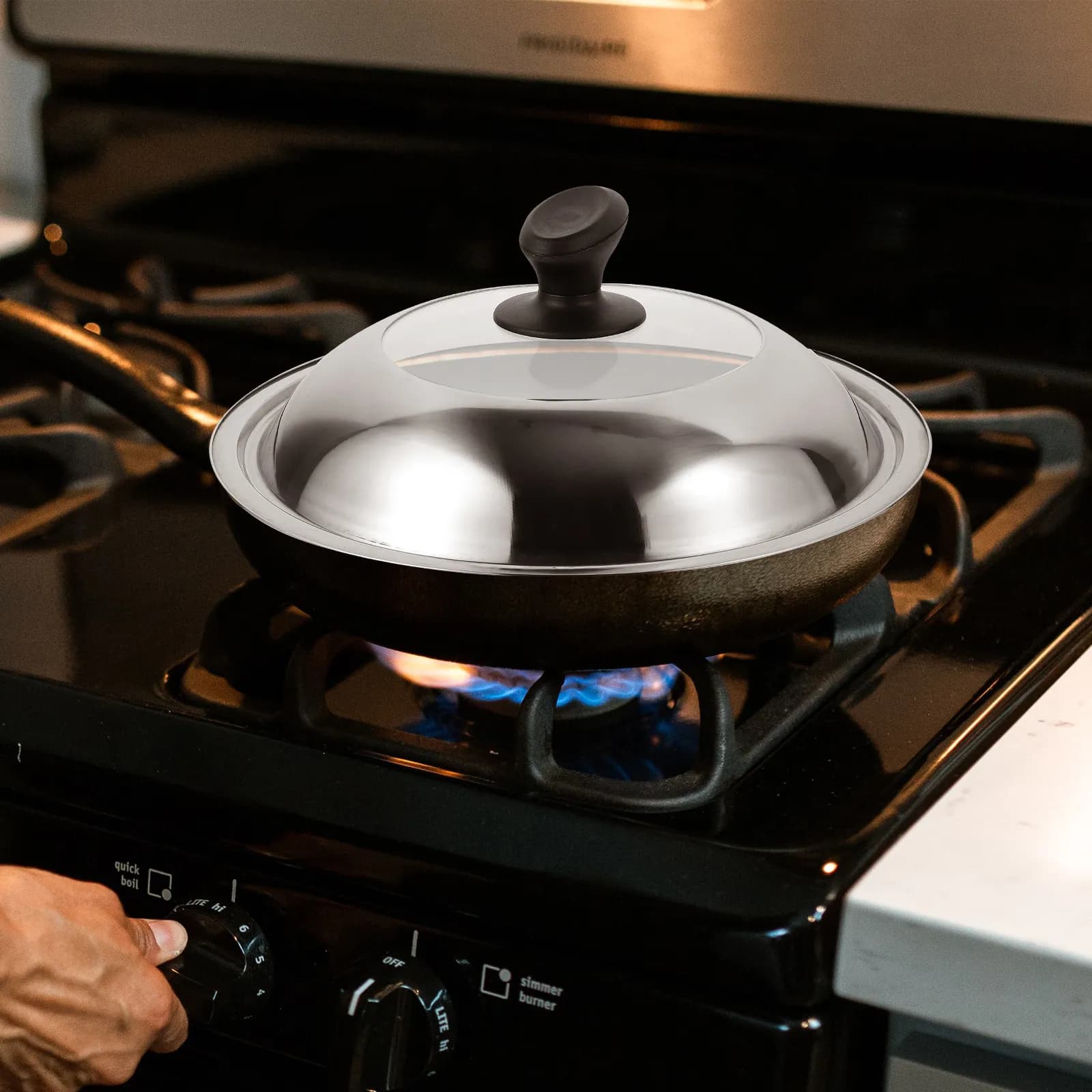 Coperchio Universale in Acciaio Inossidabile per Padelle, Pentole e Casseruole, Resistente al Calore e Lavabile in Lavastoviglie
