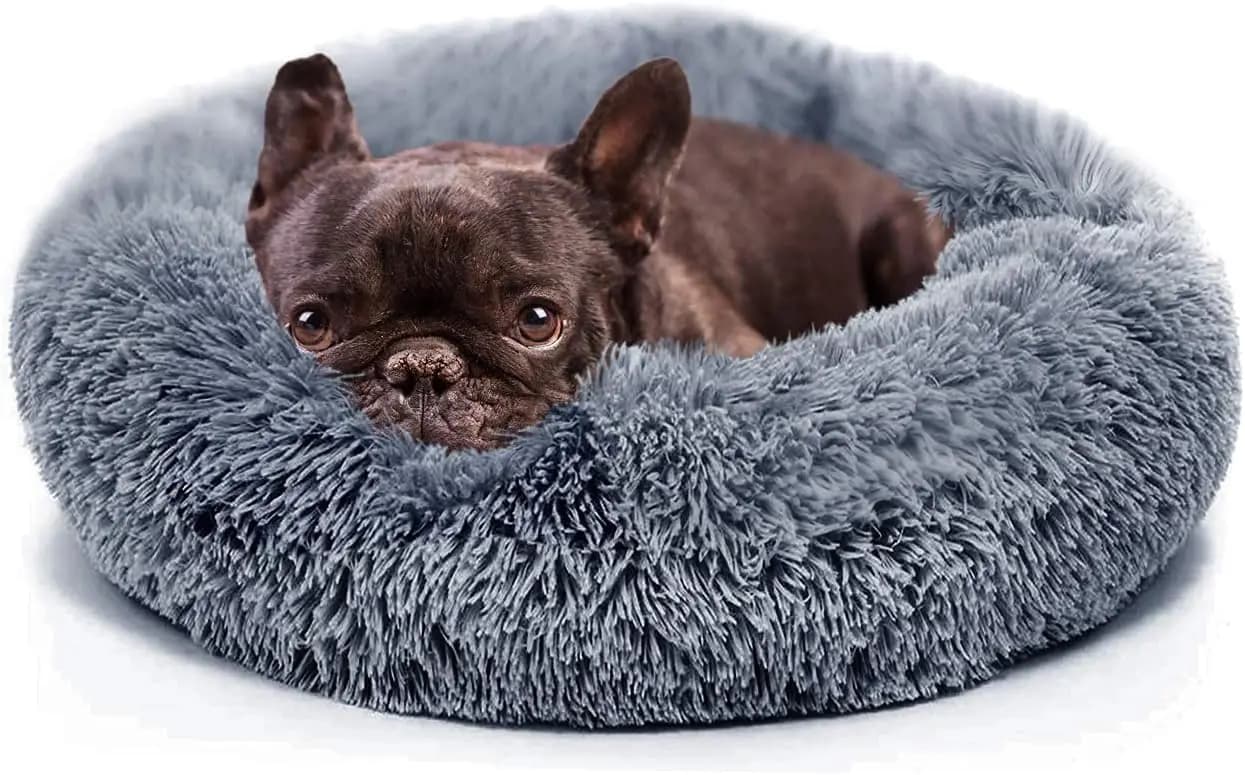 Small Calming Dogs Bed for Small Dogs Anti-Anxiety Machine Washable Fluffy Luxury Anti-Slip Waterproof Mute Base Warming Cozy So