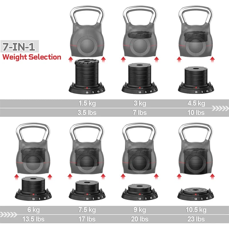 10,5 kg 23 pounds for domestic use Design space saving and saving money Kettlebell portable adjustable all-in-one