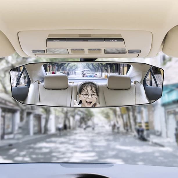 Car Rearview Mirror View Wide Angle Convex Anti Glare Large Vision Panoramic Monitor for Safe Driving Observation for Child Seat