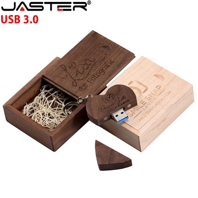 JASTER scatola di imballaggio USB 3.0 a forma di cuore chiavetta USB pendrive 4 GB 16 GB 32 GB 64 GB 128 regalo fotografico personalizzabile LOGO gratuito