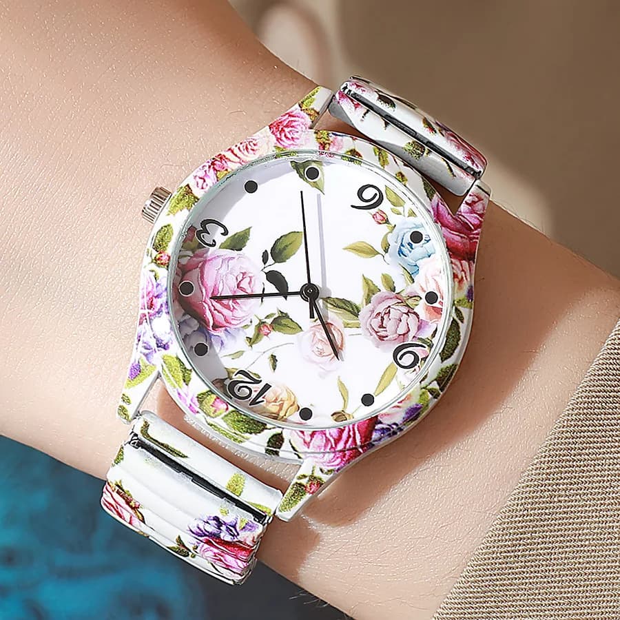 Nuovo Orologio da Donna alla Moda, Bracciale Regolabile di Lusso con Fiori, Orologio al Quarzo in Acciaio Inossidabile, Reloj Mujer