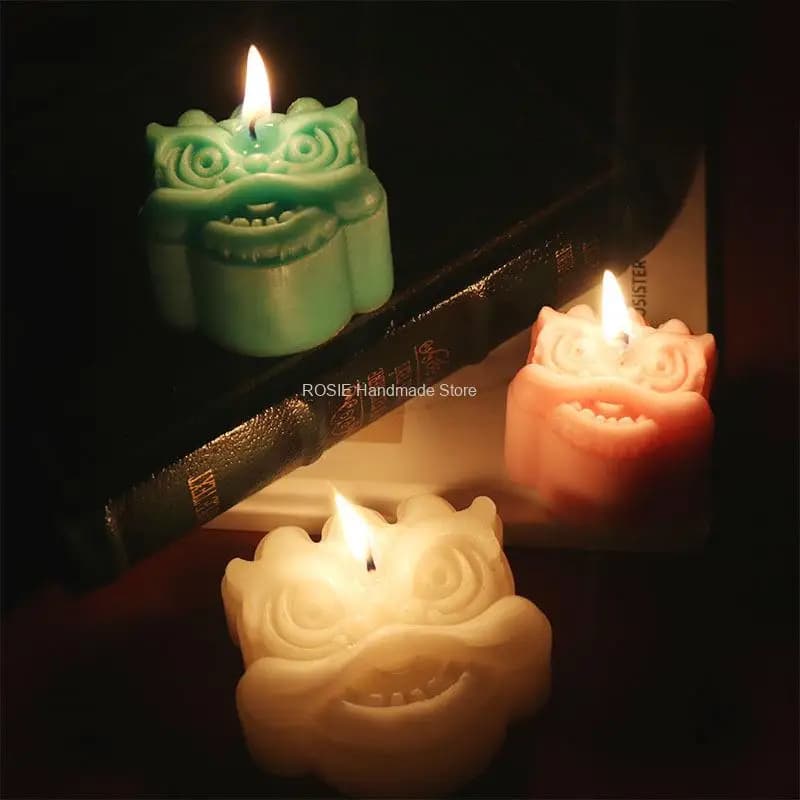 Candela di leone cinese stampo in Silicone candela di cera di soia fai da te stampo in Silicone candele profumate per aromaterapia regali per la decorazione della festa nuziale