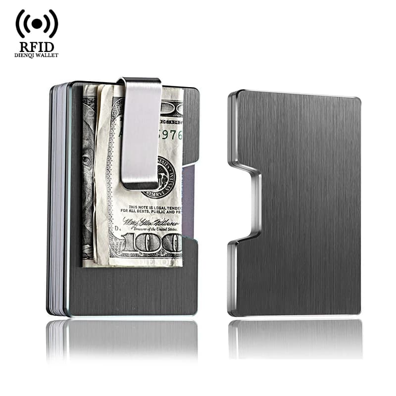 Porta biglietti da visita Portafoglio minimalista sottile in metallo di lusso Porta carte RFID Porta soldi Porta carte di credito Porta carte di visita per uomo Donna