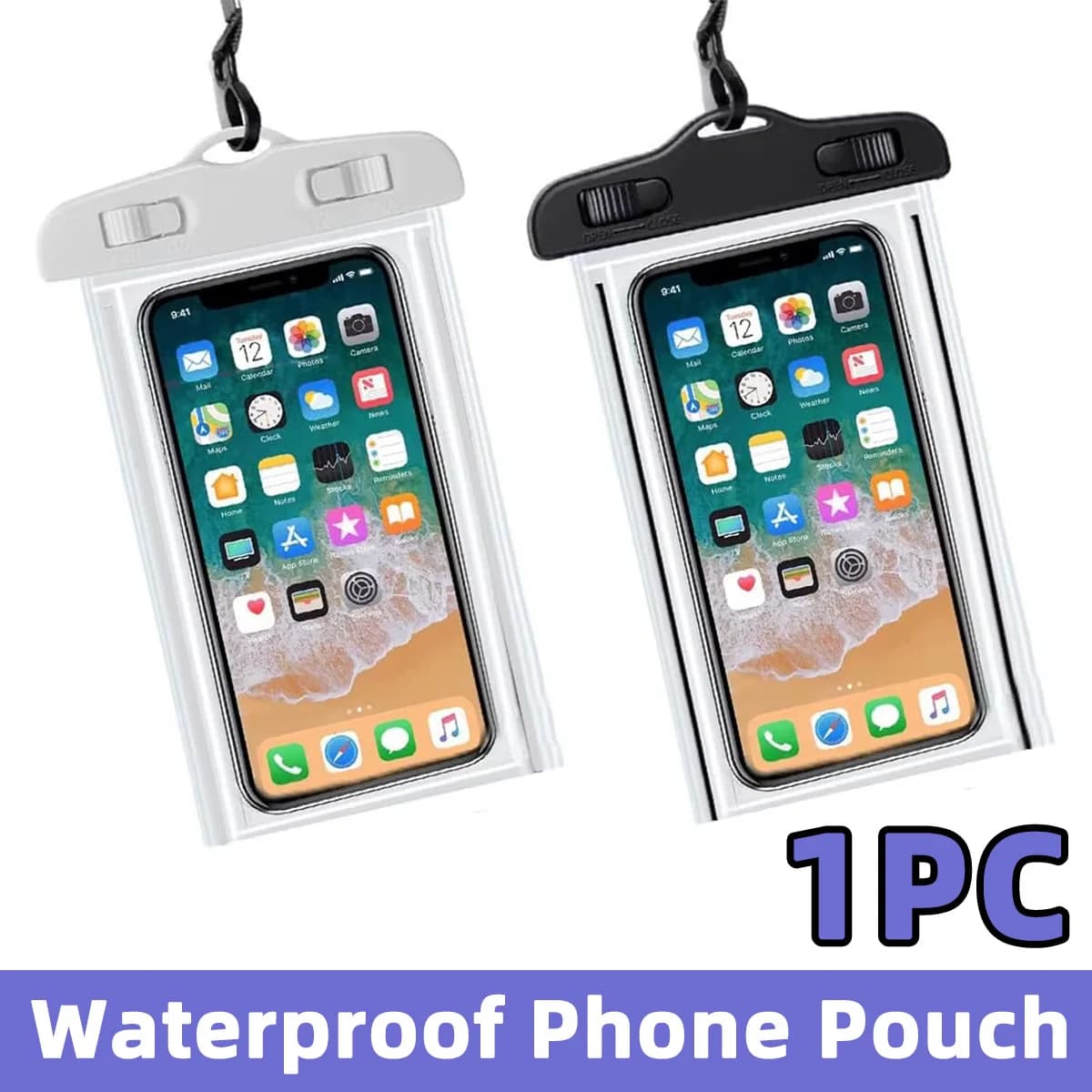 Custodia universale impermeabile per telefono con schermo touch, ideale per nuoto, immersioni, drifting, con laccetto da collo.