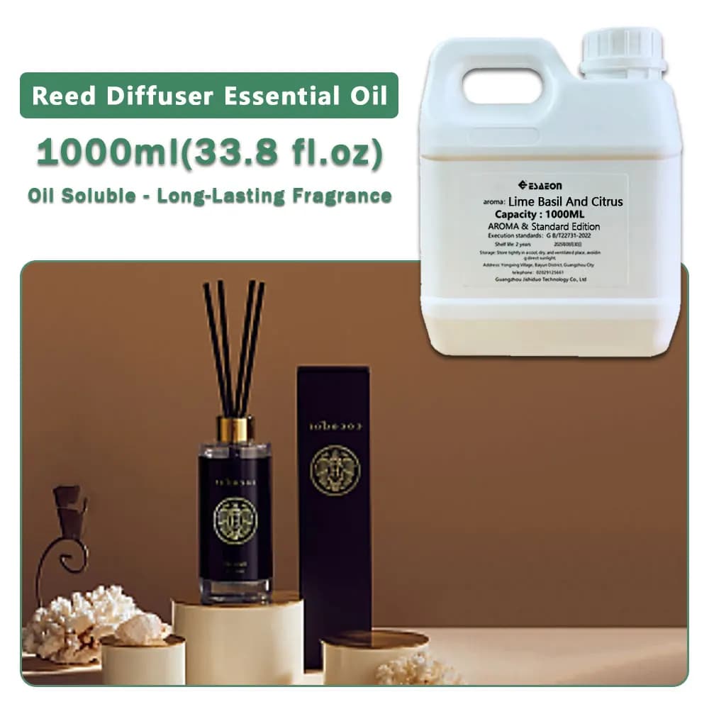 ESAEON Vine Diffuser Essential Oil, For Reed Diffusers & Flameless Aroma & Vine Diffuser, Lime Basil Citrus - 1000ML(33.8 fl.oz)