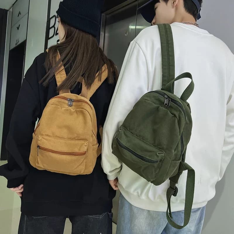 Zaino Vintage in tela piccola 2022 nuove semplici borse da donna Unisex da uomo per ragazze adolescenti Mini zaino da donna in tinta unita giovane