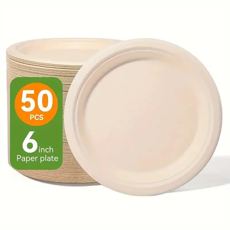 Piatti Rotondi Monouso in Polpa di Cellulosa, Contenitori per Pranzo, Piatti di Carta Monouso Leggeri per Asporto, Insalata, Zuppa, Noodle BHL1066-cat