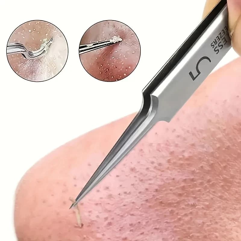 1-3 pezzi ultrafini n. Pinzette per Punti Neri e Brufoli a 5 Punte, Strumento Professionale per Salone di Bellezza, Ago per Acne