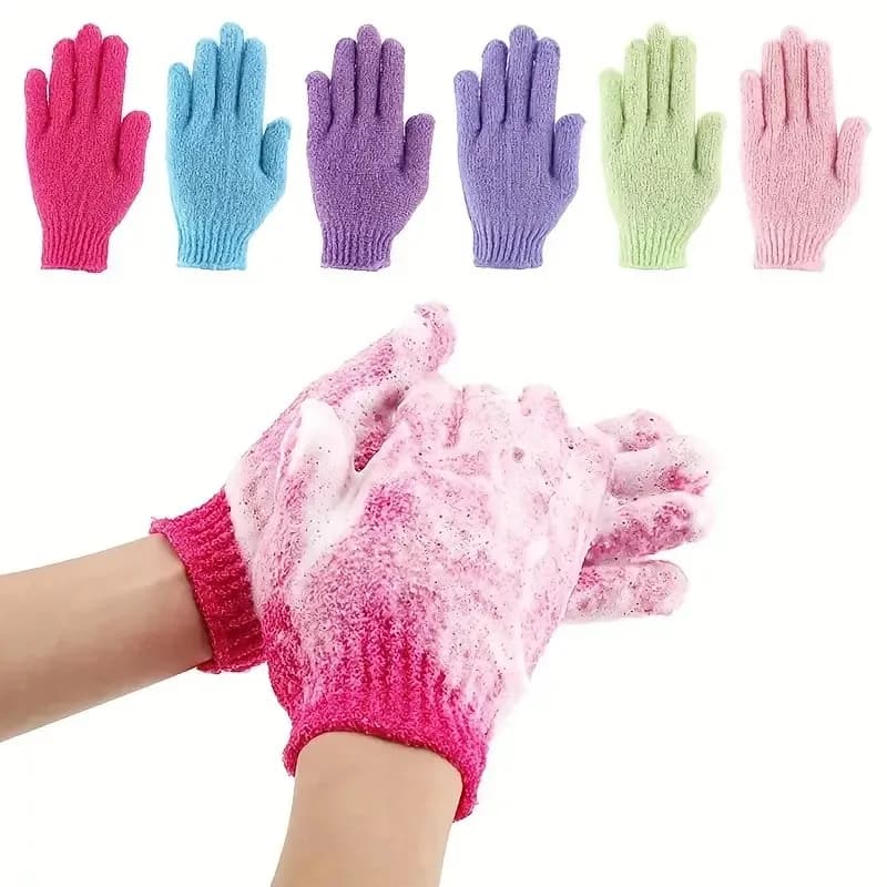 1/2/6 pezzi Guanti da bagno per la rimozione della pelle morta: rivitalizza e ammorbidisce la pelle Scrub per doccia di qualità spa, accessori colorati su entrambi i lati