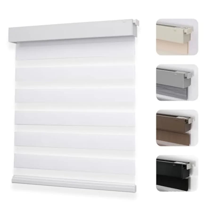 Tende a Rullo Zebra Senza Foratura per Finestre, Tende Oscuranti Giorno e Notte, Facile Installazione, Sistema di Sollevamento Free-Stop, Tende Leggere in Polipropilene