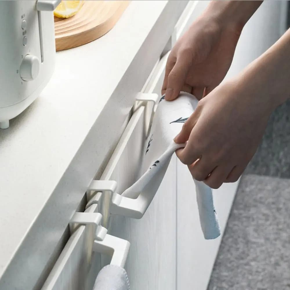 Portasciugamani Portatile Senza Foratura, Bianco, Facile da Montare, in Plastica Rigida, Organizzatore per Bagno