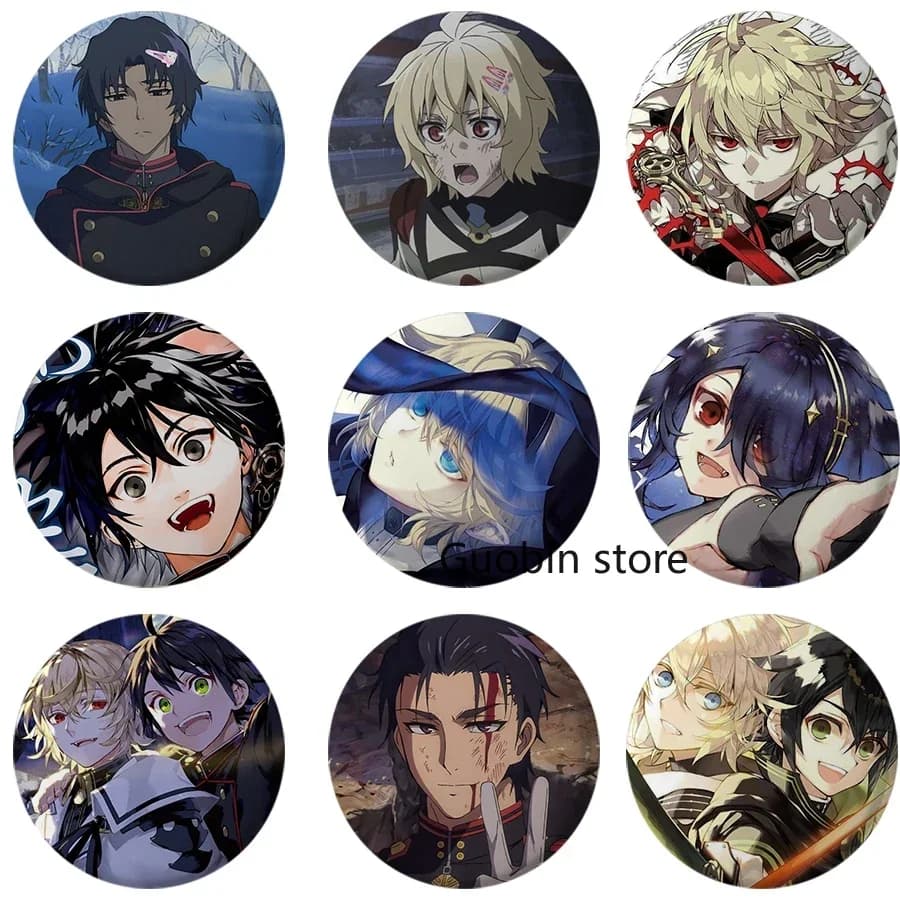 58mm Pop Fashion Anime Serafino della fine Distintivo cosplay Spilla Accessori anime per vestiti Decorazione zaino Regali per i fan
