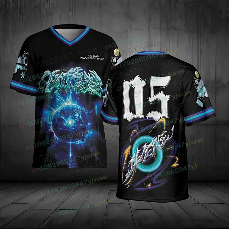 1VERSE Member World Tour Football Shirt, Court Sleeve T-shirt, Fan Gift, Fashion Y2K Top, V-neck T-shirt for Men and Women