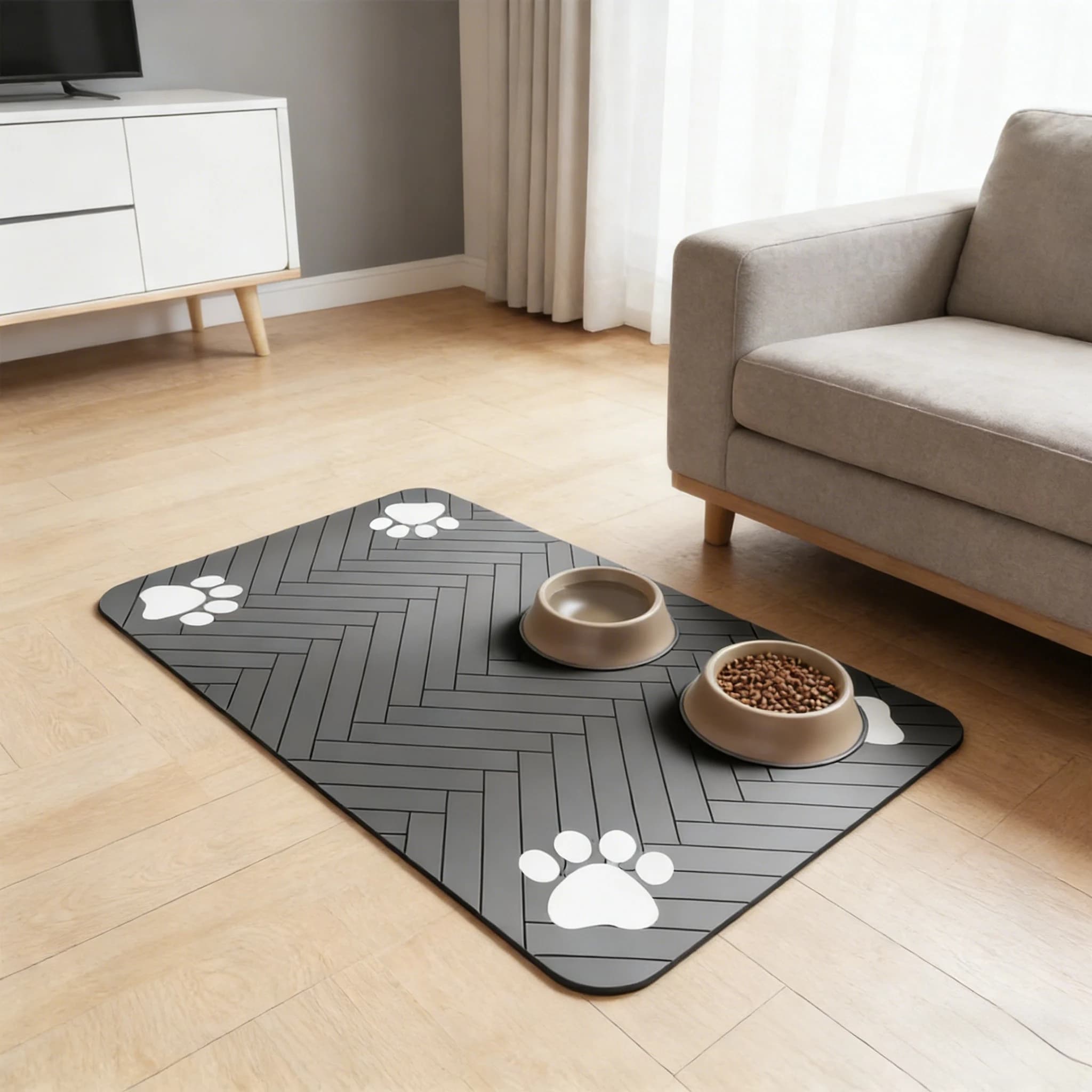 Tappetino Antimacchia per Animali Domestici - Tappetino Impermeabile in Gomma per Cibo per Cani, Tappetino Altamente Assorbente per Gatti, Tappeto da Cucina Facile da Pulire