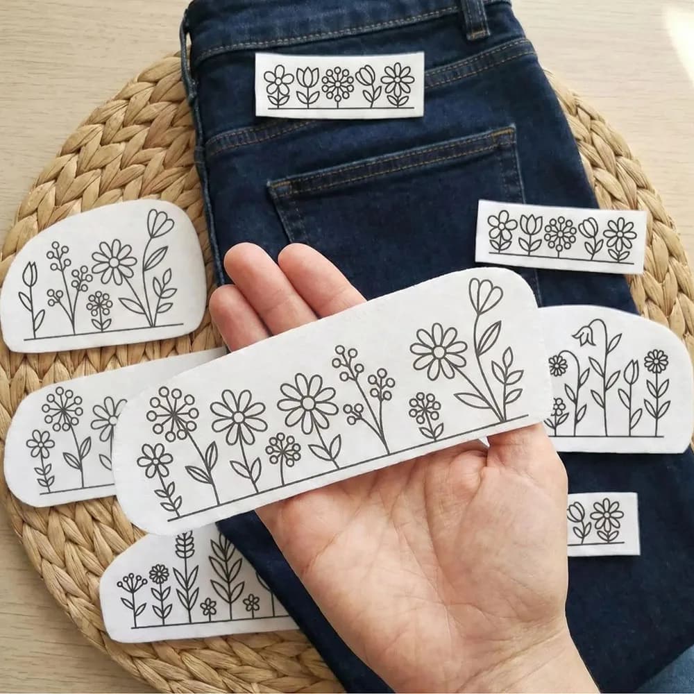 9pcs Embroidery Pattern Soluble Self-adhesive Set Suitable For Beginners Applicable To Sweaters Jeans And Hoodie Sets