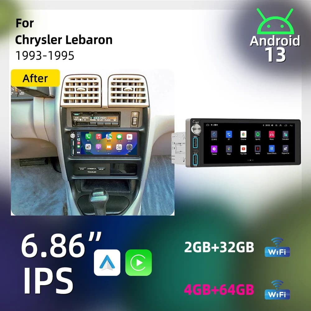 Android Car Radio for Chrysler Lebaron 1993-1995 1din Head Unit Autoradio Car Multimedia 6.86" Screen GPS Carplay Android Auto