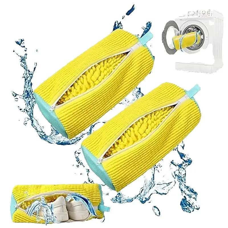 Sacchetto per il lavaggio delle scarpe in fibra soffice 360 ° Sacchetto per bucato resistente e riutilizzabile, lavabile in lavatrice, con chiusura a cerniera (1 pezzo)