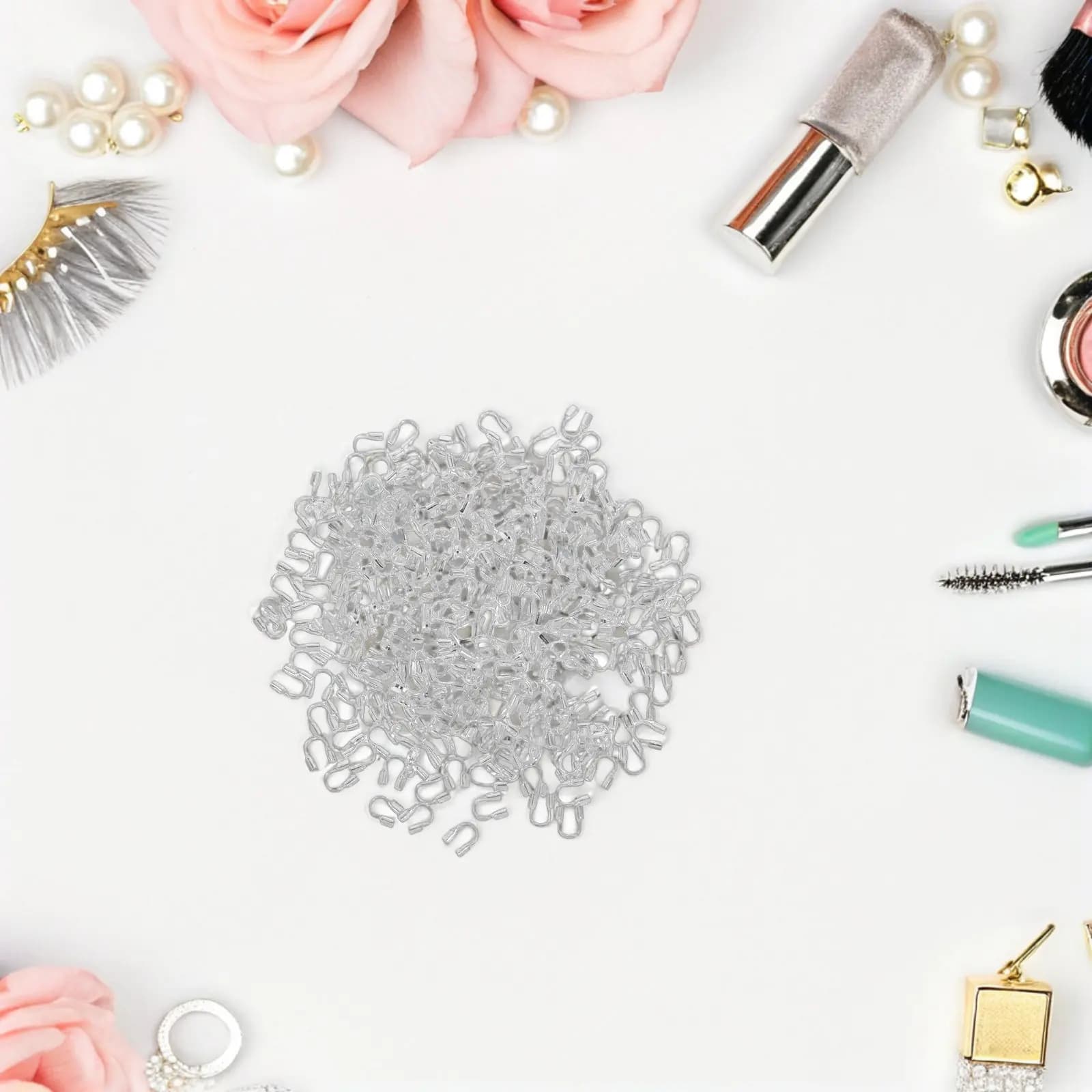 300Pcs U-Shaped Jewelry Positioning Tubes Copper Wire Thread Guard End Caps DIY Findings Accessories Necklace Earring Bracelet