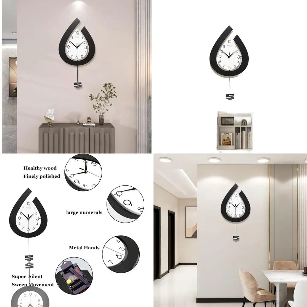 Orologio da parete moderno a pendolo silenzioso, 31,5 per soggiorno, cucina, camera da letto e bagno - Orologio decorativo alimentato a batteria