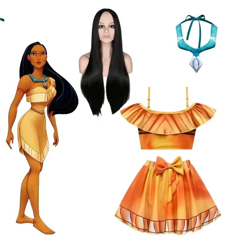 ♥ New Swimwear Sexy Princess Pocahontas 2026 for Girls, Indian Beach Clothing for Holiday, Cosplay Costumes for Kids ★ House of Bear