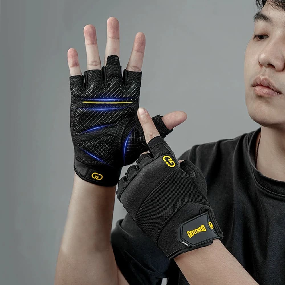 Fingerless Breathable Non Slip Fitness Gloves Unisex Palm Cushion For Gym Weightlifting Crossfit Krav Maga Cycling Workout